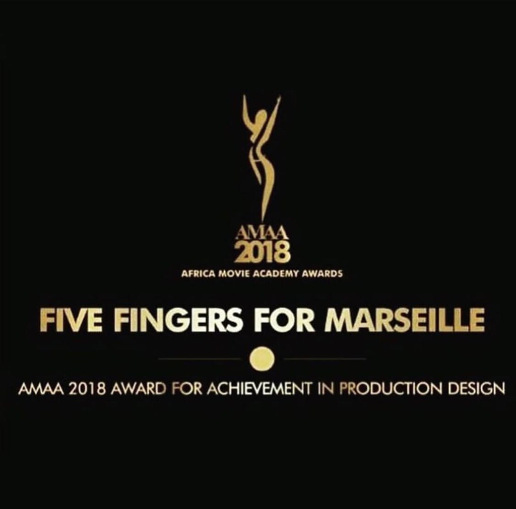 African Movie Award win for Production Design on feature Five Fingers for Marseilles