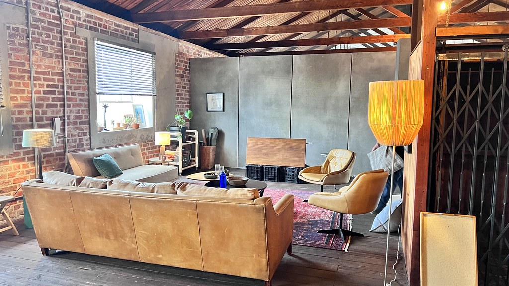 Set-build inside warehouse to create apartment